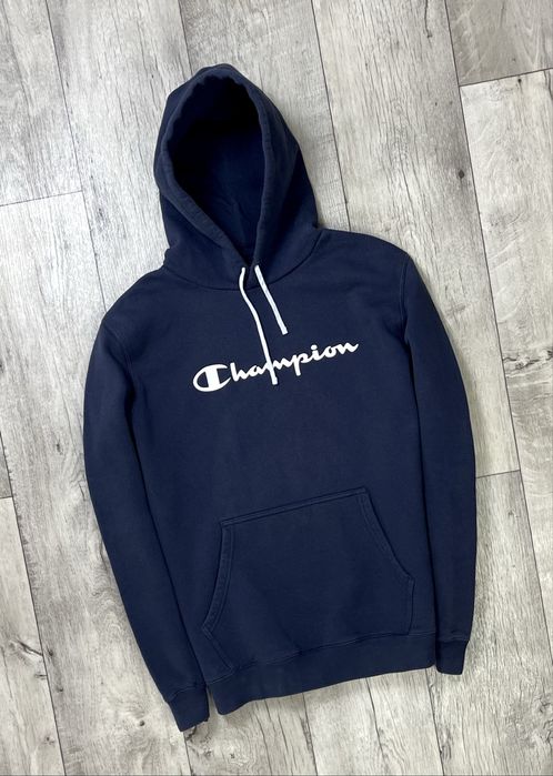 Champion кофта балахон 2XL размер толстовка синяя с принтом