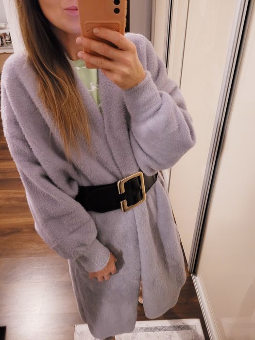 Damska alpaka płaszcz uniwersalny Rozmiar szara