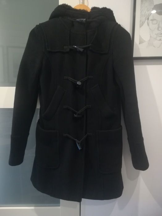 Płaszcz z kapturem TOPSHOP 36 (S) czarny