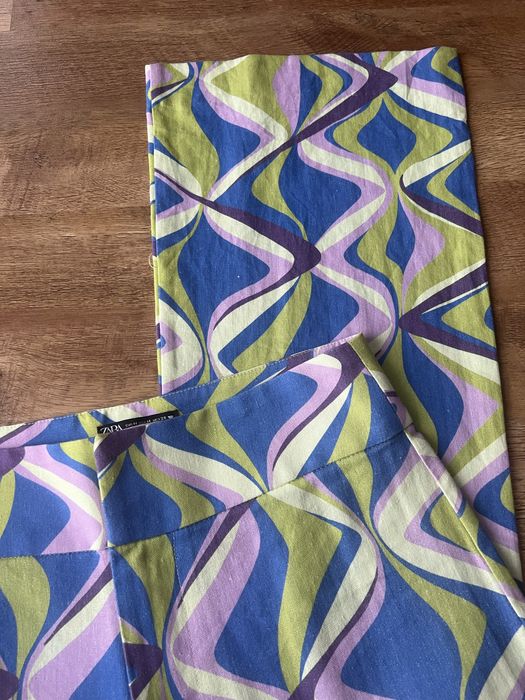 Spodnie lniane dzwony Zara 38