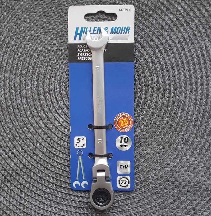 Klucz 10mm płasko oczkowy grzechotka przegub