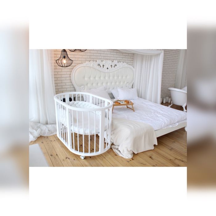 Кровать детская овальная 8 в 1 Кузя Premium Bed колёса+маятник+ матрац