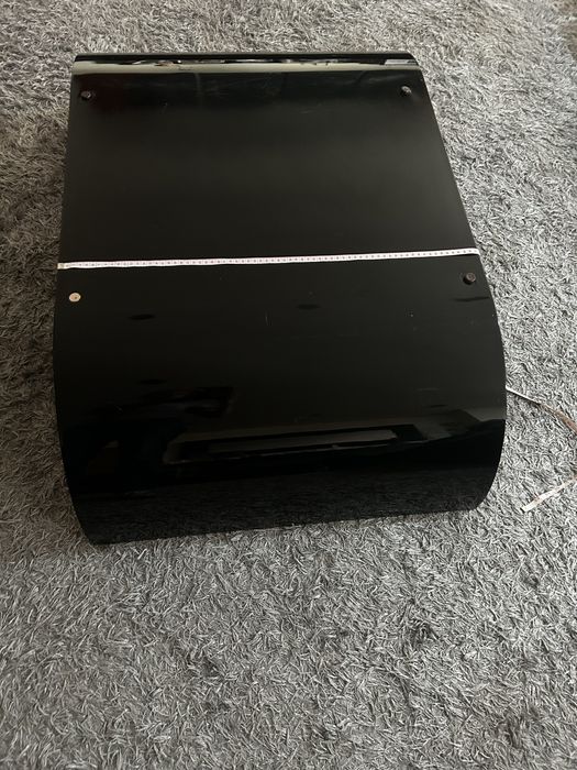 Mesa de sala estar madeira lacada preto e vidro preto