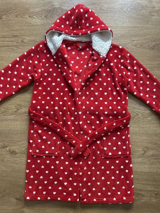 Szlafrok Czerwony w białe Serduszka NEXT 140