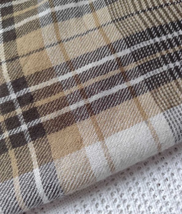 30% Wełna Uniseks w kratę szal z frędzlami krata camel khaki beż brąz