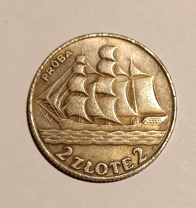 Moneta Próba 2 złote 1936 Żaglowiec.