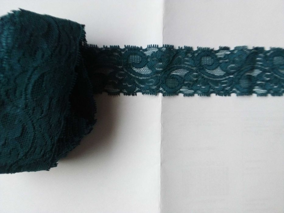 Koronka elastyczna ozdobna ciemny turkus- 40mm