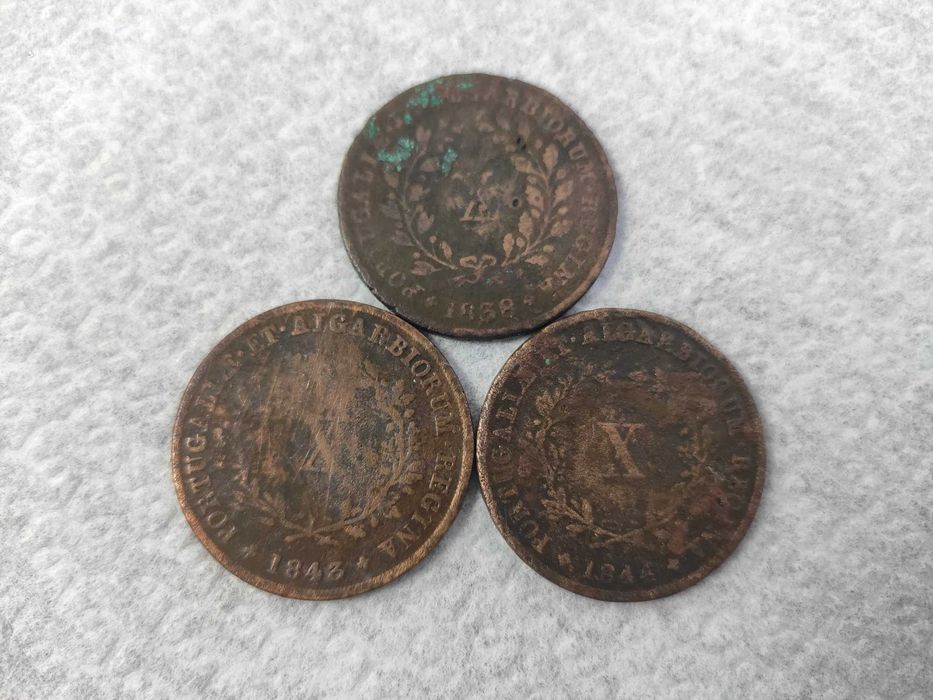 X Reis Coins 1838, 1843, 1844