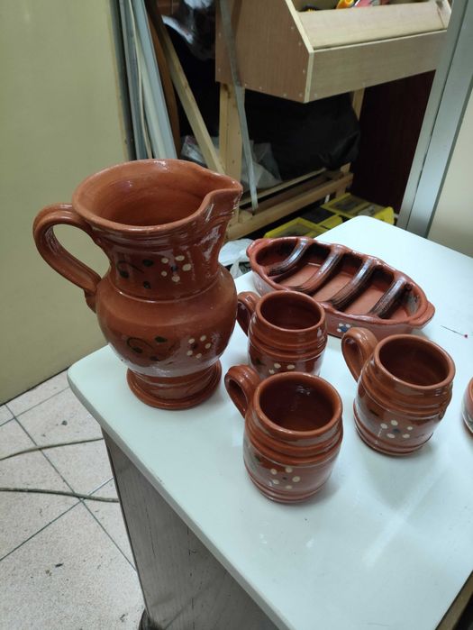 Conjunto de peças barro vidrado 5 peças