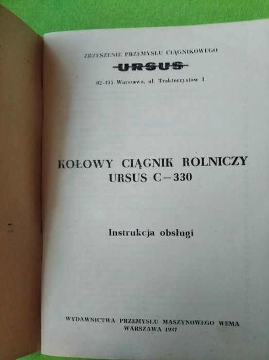 Instrukcja obsługi ciągnika Ursus C 330 PL 1987 oryginalna