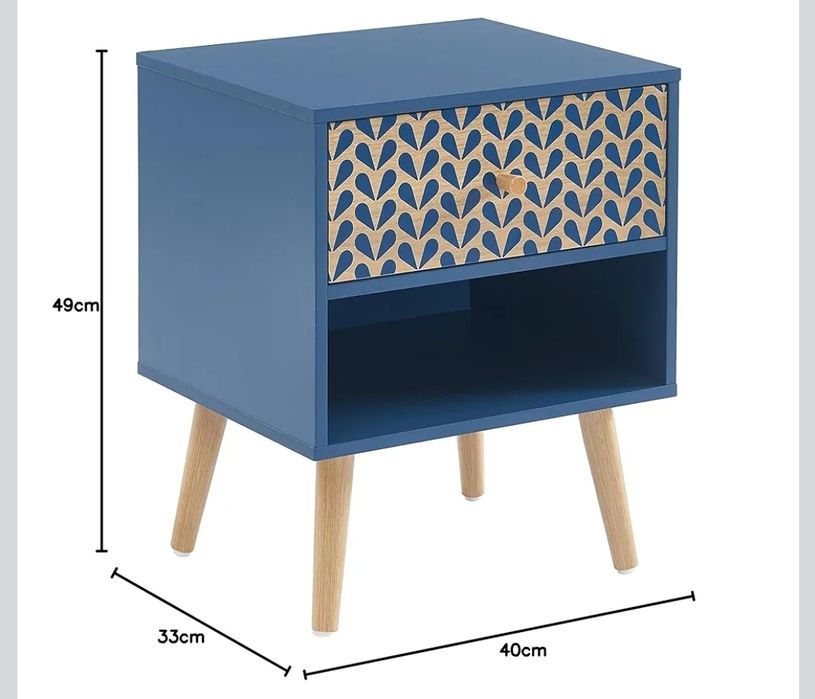 Baïta Capucine Stolik Nocny, Niebieski, 40 cm
