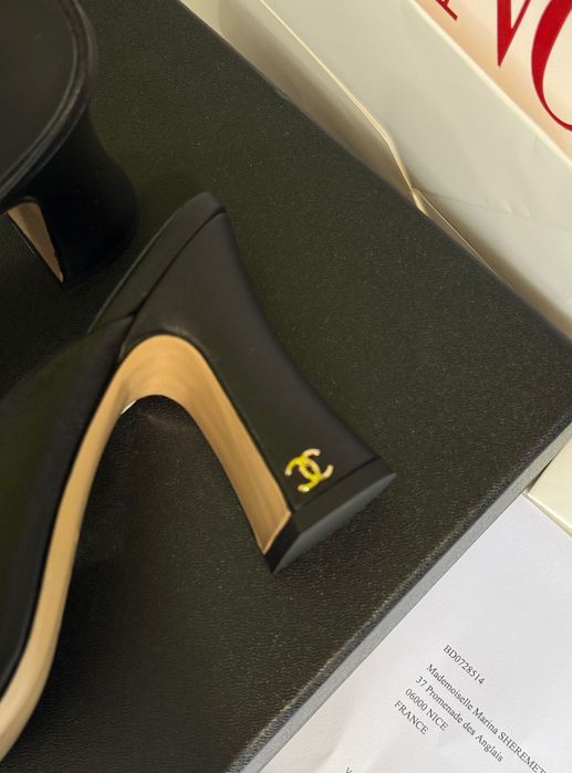 Мюли Chanel Patent Calfskin каблук туфли Шанель