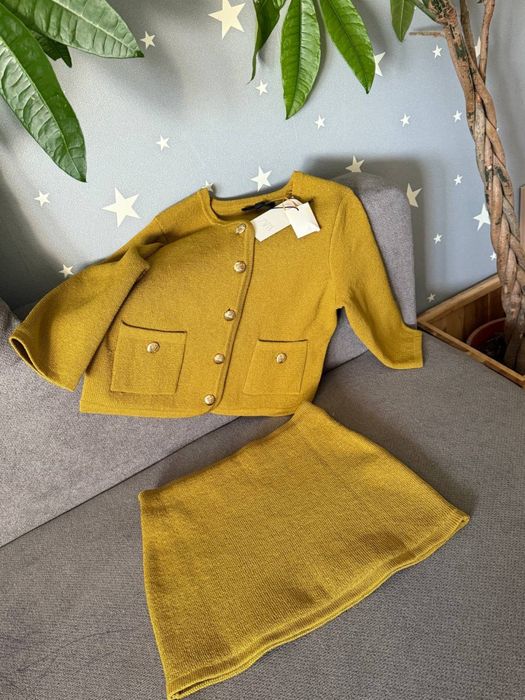 Твідовий костюм ZARA спідниця кардиган  жіночий