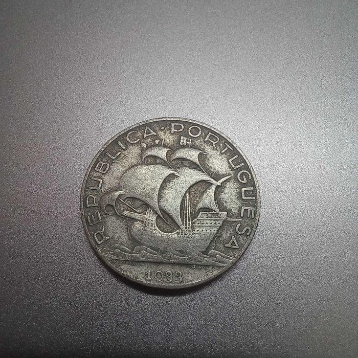 Lote Histórico Prata 1933: 2,50 Escudos (RARA) + 5 Escudos Caravela