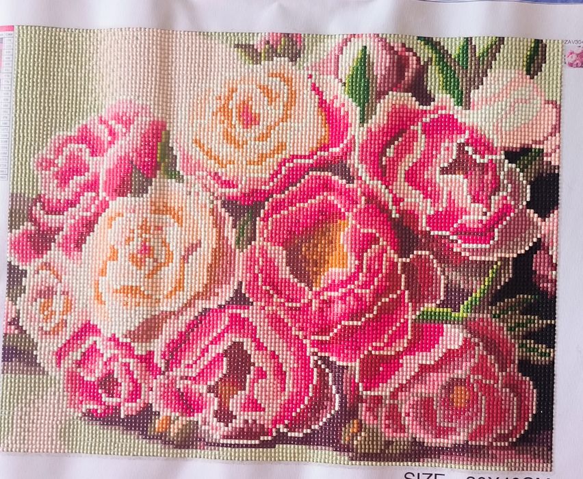 Картина півонії алмазна мозаїка