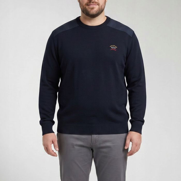 Paul Shark Wełniany Granatowy Sweter Męski Pullover Xl