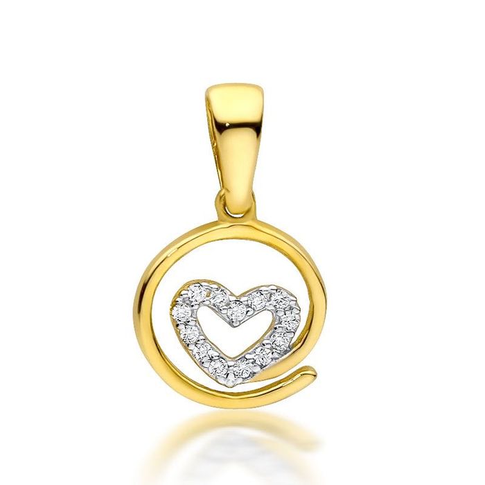 ZŁOM ZŁOTA 585 Nowa Złota Zawieszka Serce z Cyrkoniami w kółku