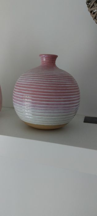 Vaso decorativo  rosa e branco