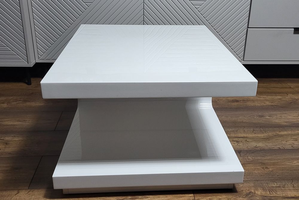 Stolik kawowy obrotowy biały połysk Agata Meble