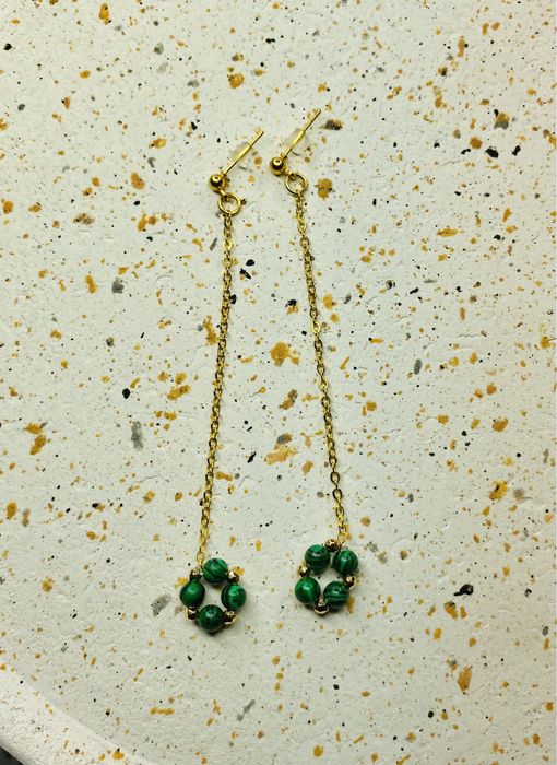 Kolczyki z malachitem - ręcznie wykonane