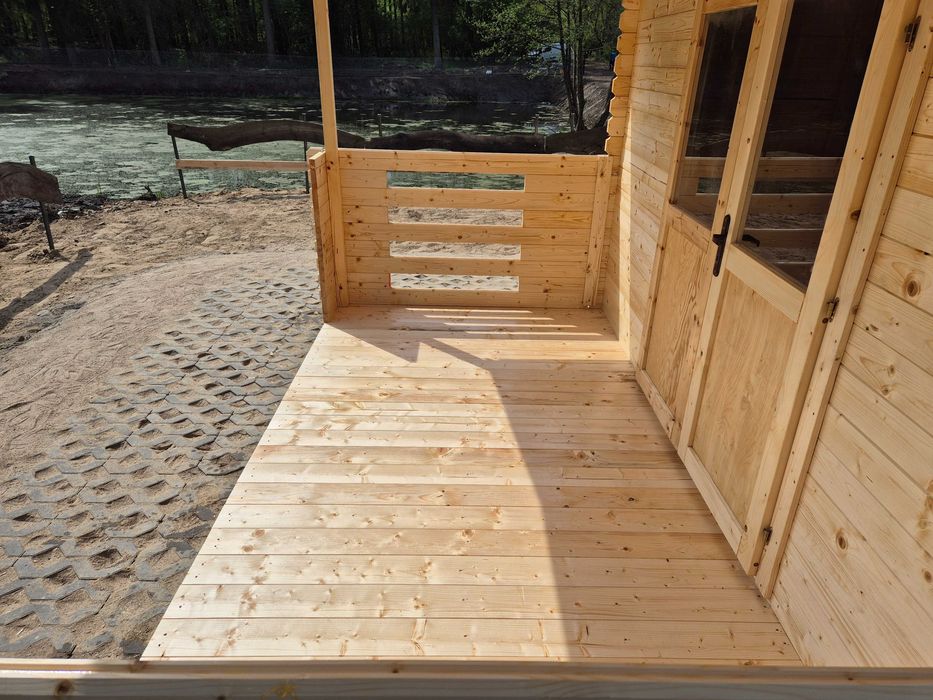 od RĘKI SOLIDNY domek LETNISKOWY+taras 6x4*24m2*ogrodowy*ściany  34mm