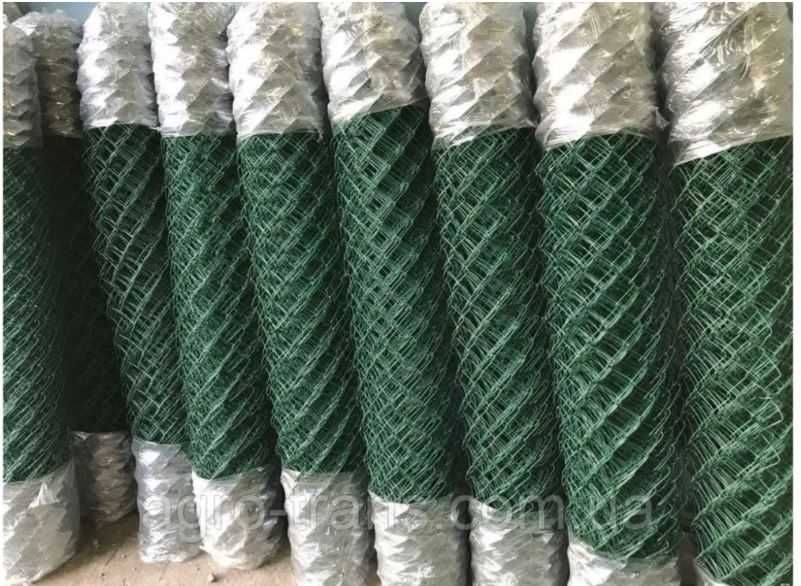 Сетка Рабица в Полимере,Оцинкованная, Рулоны 10м (яч. 50,35мм.)