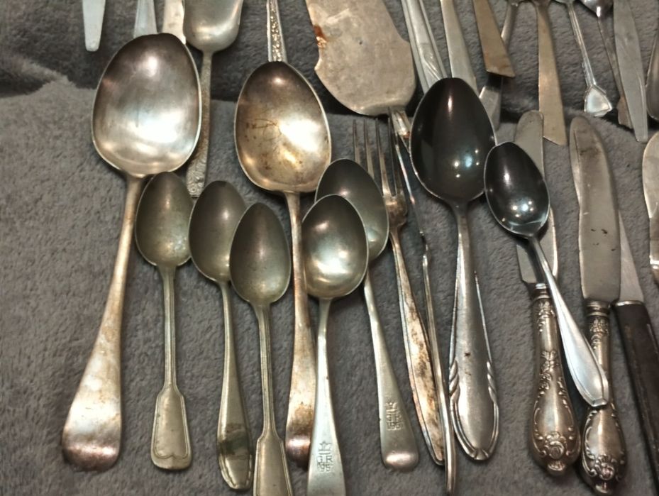 Duży zestaw stare sztućce