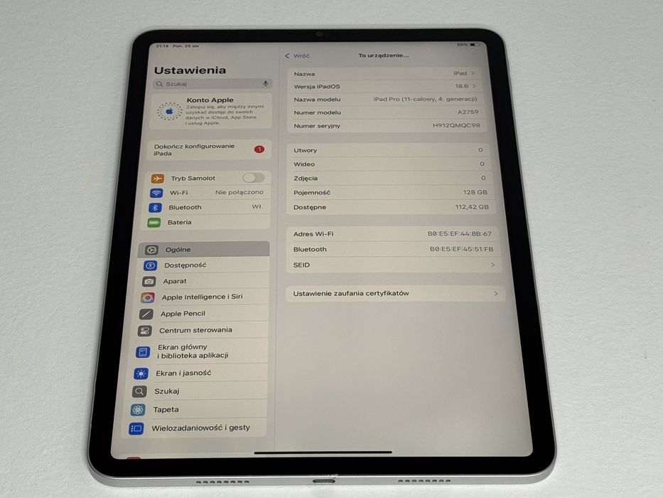 iPad Pro 11 4. gen. (A2759) - Apple M2 - wada - faktura VAT 23%