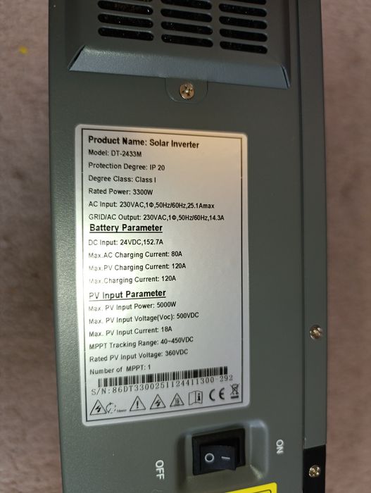 DATOUBOSS DT-2433M 3.3кВт Гібридний сонячний інвертор