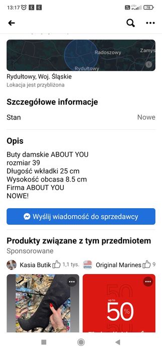Buty Czółenka damskie About You rozm 39 kol czarny