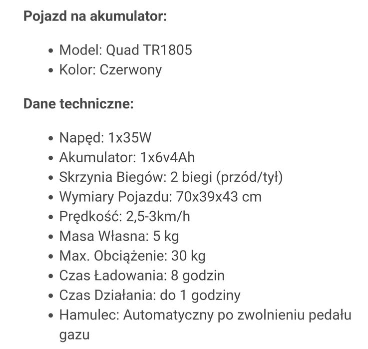 Mini quad elektryczny dla dzieci