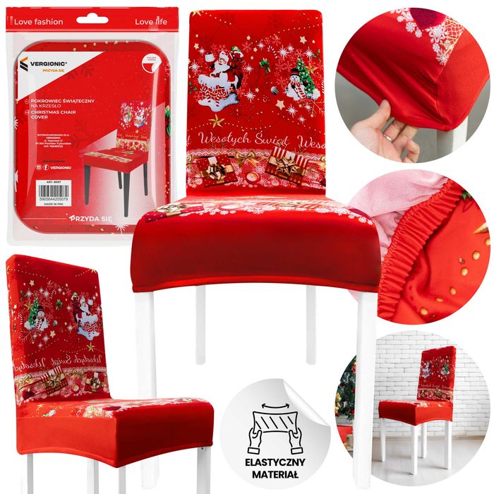 Elastyczny pokrowiec świąteczny na krzesło dekoracja 12x