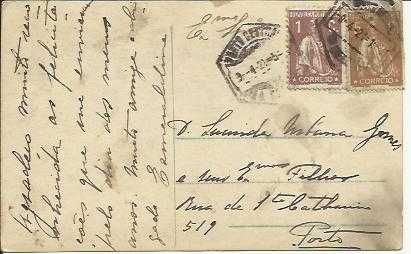 BILHETE POSTAL ILUSTRADO - Muito antigo - 1921 - selos ceres