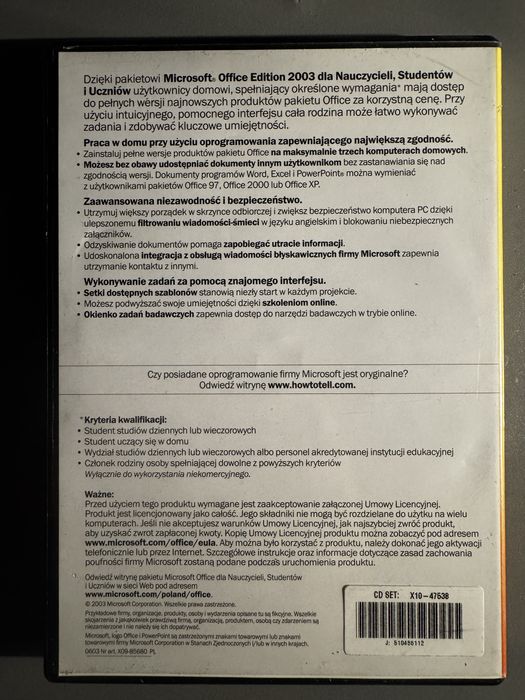Pakiet Microsoft Office 2003 PC PL Oryginał Microsoft Word Excel Łódź ...