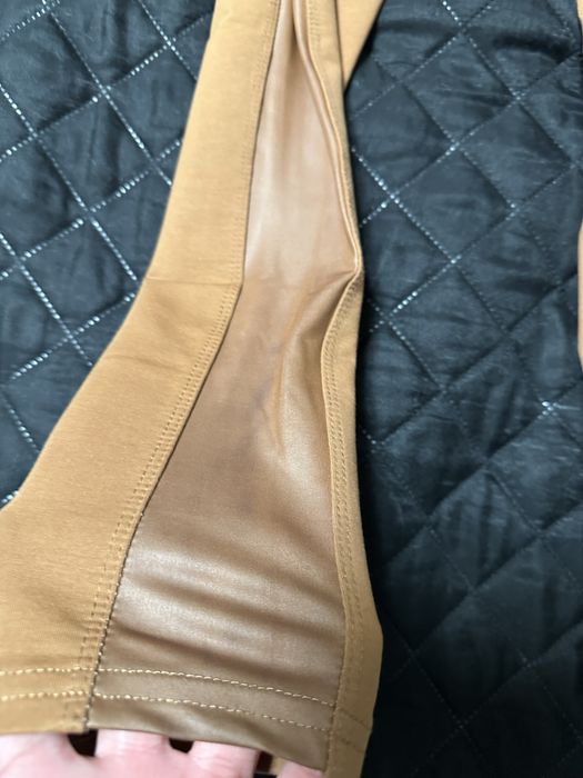 Legginsy brazowo musztardowe