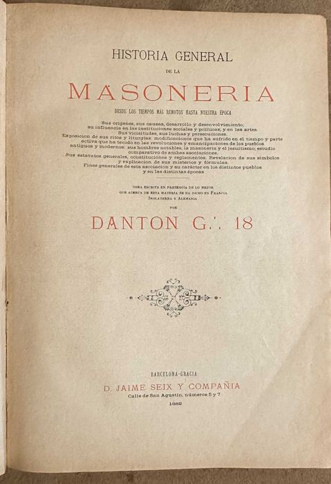 Historia General de la Masoneria - Danton 18 (Tomo I - 1882)