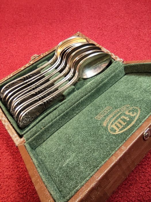 Новый винтажный набор посеребренных чайных ложек ЗіШ МНЦ в коробке