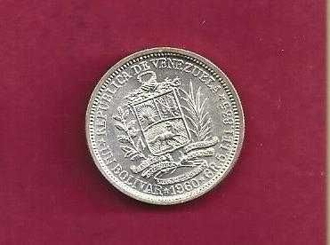 VENEZUELA    1 BOLIVAR  1960  Nova      Prata