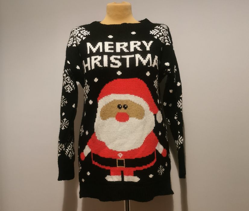 Świąteczny dlugi sweter, Mikołaj, Merry Christmas