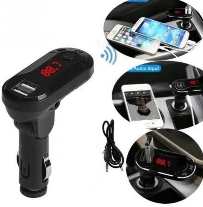 Nowy transmiter FM Bluetooth 2xUSB do zapalniczki samochodowej