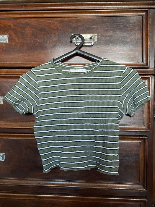 top da pull&bear com riscas verdes e brancas