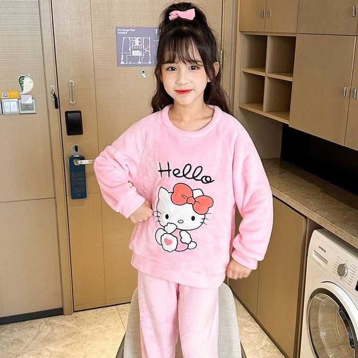 Теплая детская пижама Hello Kitty, Kuromi, Cinnamorol