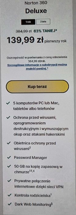 Norton 360 Deluxe 5PC / 1Rok