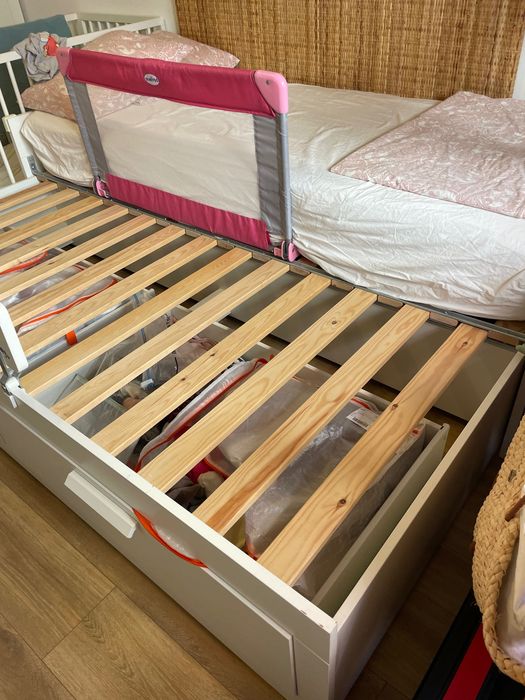 BRIMNES Cama IKEA indiv/dupla c/2 gav, branco, 80x200 cm