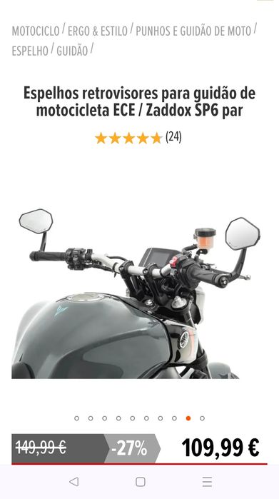 Espelhos retrovisores de punho para mota.