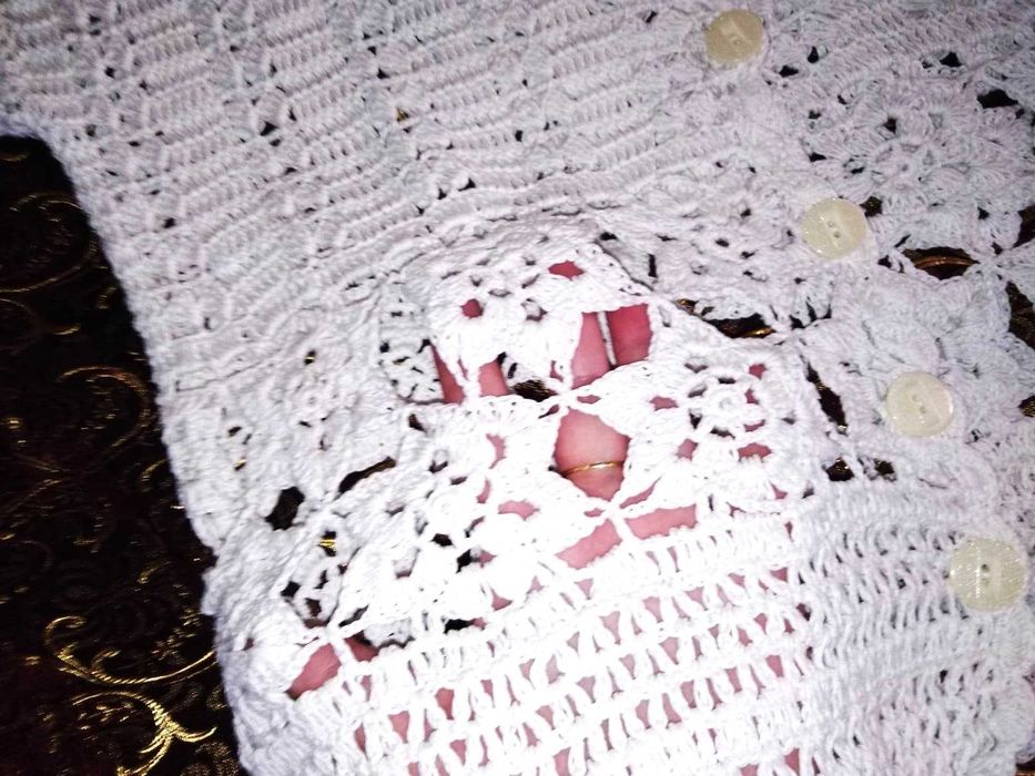 Ażurowa bluzeczka bolerko z krótkim rękawem L/XL