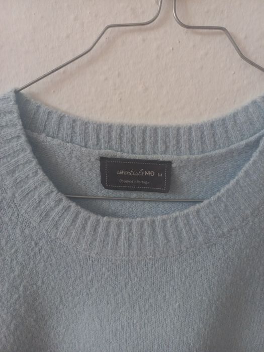 Camisola de malha azul bebé