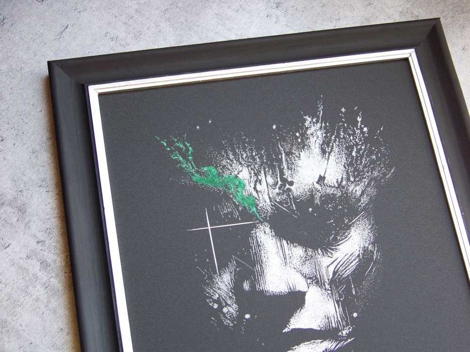 Obraz ręcznie rzeźbiony w blasze oprawiony w ramie... Staloryt