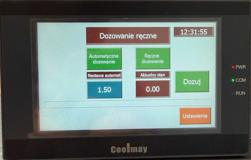 Automatyczny dozownik cieczy | Panel HMI + PLC