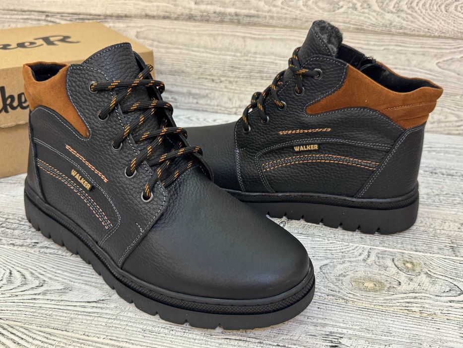 Зимові черевики на хутрі. Натуральна шкіра! змійка шнурок Розмір 40-48